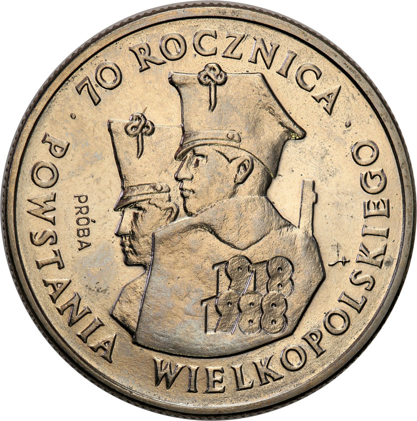 PRL. PRÓBA Nikiel 100 złotych 1988 Powstanie Wielkopolskie